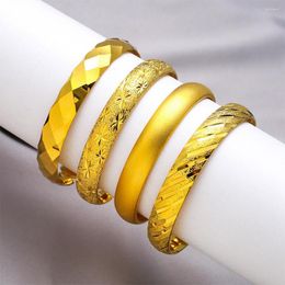 Bangle Solid Cuff Women Bracelet Yellow Gold Filled Classic Jewellery Gift Simple Style For Wedding Party