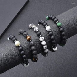 Strand HIYONG Design 8MM Natural Lava Rock Beads Bracelet Map Stone Oil Diffuser For Women Men Handmade Jewellery