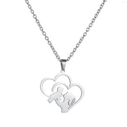 Pendant Necklaces Love Heart Fashion Stainless Steel Mother Baby Necklace For Men Women Family Mother's Day Gift