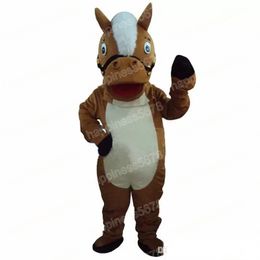 Simulation Brown Horse Mascot Costumes Unisex Cartoon Character Outfit Suit Halloween Adults Size Birthday Party Outdoor Festival Dress