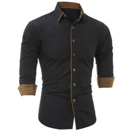 Men's Casual Shirts Men Solid Colour Long Sleeve Buttons Down Shirt Cotton Plus Size Blouse Business Slim Office High Quality