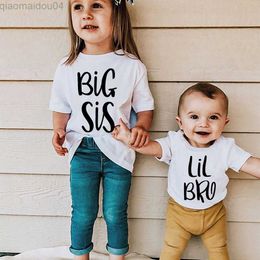 T-shirts Big Sister Little Brother Twins Kids Tshirt Summer Short Sleeve Letter Tops Girls Boys Graphic Tee Twins Matching Outfit T-shirt AA230518