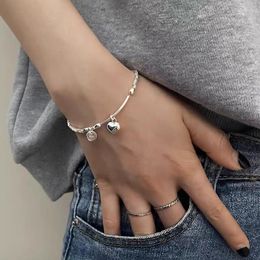 Link Bracelets Trend Heart Charm Square Bead Bracelet For Women Girl Accessories Wedding Jewelry Party Pulseras Mujer SL606