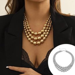 Chains Exaggerated Multi Layer Geometric Metal Round Bead Collar Personality Punk Set Stacking Necklace Mens Necklaces Pendant Chain