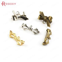 (25266)10PCS 28*17MM Brass Bow Brooch Pins Brooch Base with one hanging hole Jewelry Accessories Findings Wholesale