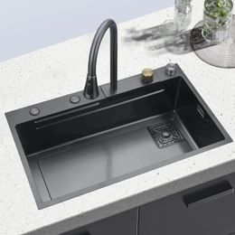 Stainless Steel Kitchen Sink Topmount Single Bowl Wash Basin For Home Fixture With Faucet Drain Accessories