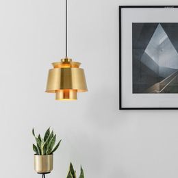 Pendant Lamps Nordic Brass Gold Lights Modern Metal Lampshade E27 Bulb Lighting Over Kitchen Island Bars Bedroom Hanging Lamp