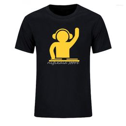 Men's T Shirts Man DJ Turntable Music Techn Club Headphone Cotton Tops Short Sleeve T-shirt For Men Tee Clothes Plus Size