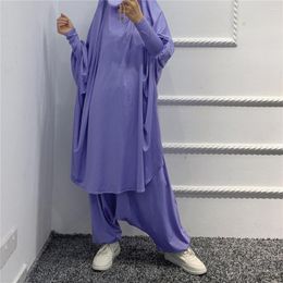 Ethnic Clothing Ramadan Eid Djellaba Femme Suits Abaya Dubai Two Pieces Muslim Jilbab Set Dress Abayas Turkey Morocco Islamic For Women