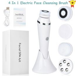 Cleaning Tools Accessories Electric Cleansing Brush with 4 Face Cleaning Brush Heads Waterproof Wireless Cleansing Device 3 Modes Skincare 230517