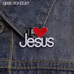 I Love Jesus Enamel Pin Custom Badge Jewelry Metal Heart Lapel Clothes Christ Belief Backpack Hat Accessories Men Women Gifts