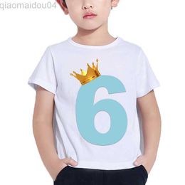 T-shirts Kids T Shirt Customised Birthday Number Crown Boys T-Shirts Girl Clothing Personalised Tops Children Tees Baby Clothes AA230518