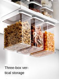 Storage Bottles Classified Grain Box Wall-mounted Track Extraction Kitchen Food Dry Goods Sealed Tank Anti-insect High Transpare