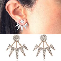 Stud Earrings Fashion Jewellery Crystal Front Back Double Sided For Women Ear Jacket Piercing Earing Punk