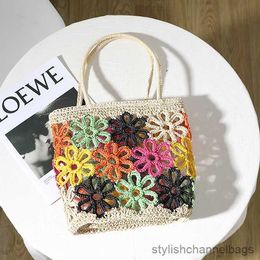 Stuff Sacks Shoulder Bag Paper Rope Woven Bags for Women Summer Hollow Flower Straw Bag Handbags Travel Beach Bags Tote