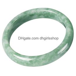 Bangle Genuine Natural Green Jade Bracelet Charm Jewellery Fashion Accessories Handcarved Lucky Amet Gifts For Women Her Men 230215 Dhahm