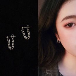 Stud Korea Style Harajuku Punk Cool Girl Cross Chain Pendant Earrings for Women Men Bff Street Hip Hop Jewelry Gift Z0517