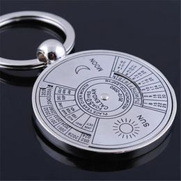 Party Supplies Mini 50 Year Perpetual Calendar Men's and Women's Universal Key Chain Unique Metal Car Key Ring G0518