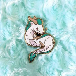Animation Spirited Aways Hard Enamel Pin Cute Cartoon White Dragon Medal Brooch Jewellery Miyazaki Hayaoss Anime Movie Fans Gift