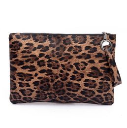 Fashion Cosmetic Bags Women PU Leopard Zebra Print Evening Retro Zipper Handbag Storage Bag Large Tote Makeup envelope bags