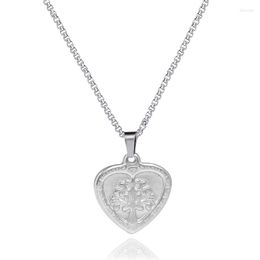 Pendant Necklaces Stainless Steel Classic Plant Tree Heart Daily Jewelry Vintage Of Life Choker For Women Party Gifts Bijoux