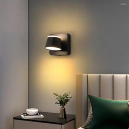 Wall Lamp 8W LED Indoor Bedroom Bedside Light With Switch Rotatable Up And Down Lighting White Black Aluminium Fixtures