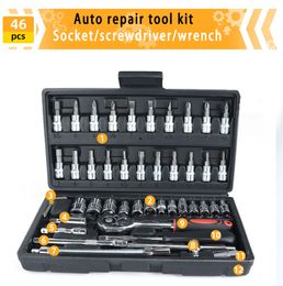 Other Hand Tools Hand Tool Sets Home Bicycle Car Repair Tool Kit Set Mechanical Tools Box 14-inch Socket Wrench Ratchet Screwdriver Tool Kits 230517