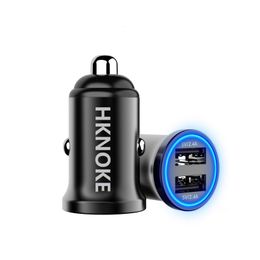 HKNOKE fast usb car charging 4.8A 2.4 A +2.4A 24W suitable for iPhone 14/14 Plus/14 Pro Max iPad Samsung Galaxy s10 huawei