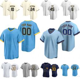 Baseball 24 William Contreras Jerseys 5 Garrett Mitchell 33 Jesse Winker 45 Luke Voit 10 Mike Brosseau 6 Owen Miller 2 Luis Urias Tyrone Taylor Space City Men Youth N-J-R