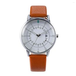 Wristwatches Fashion Business Multi Scale Dial Calendar Belt Pin Buckle Quartz Watch Compact Exquisite Wrist Men Erkek Kol Satleri