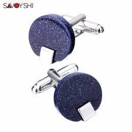 SAVOYSHI Custom Round Star Stone Cufflinks for Mens Shirt Brand Cuffs High Quality Cuff links Gift Men Jewellery