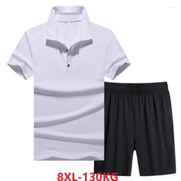 Men's T Shirts Summer Plus Size 7XL 8XL Men Cotton Short Sleeve T-shirt And Shorts Sports Breathable Simple Tees Home Loose Tops 56 58 54