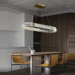 Pendant Lamps Modern Crystal Chandelier For Living Room LED Gold Ring Luxury Rings Lustre Chandeliers Home Deco Ceiling Hanging Lamp