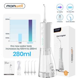 Other Oral Hygiene Mornwell F29 Dental Water Jet 3 Mode Water Flosser Oral Irrigator for Teeth Rechargeable Portable 180ML Water Tank Teeth Cleaner 230518