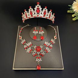 Necklace Earrings Set Baroque Fashion Crystal Wedding Bridal Women Bride Tiara Crowns Earring Jewellery For Bridesmaid