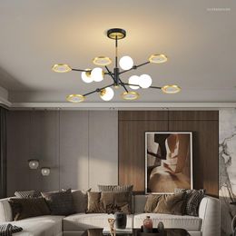 Chandeliers Pendant Lights LED Modern Chandelier Lighting For Living Room Bedroom Indoor Home Deco Luminaria Lustres Iron Acrylic Lamps