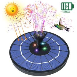 Garden Decorations 1500MA Solar Fountain With Color LED Light For Outdoor Bird Bath Landscape Patio Decorate Floating Water Pump