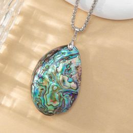 Pendant Necklaces Charming Jewelry Necklace Natural Freshwater Shell Abalone Round Droplet Metal Chain Neutral Wind Gift