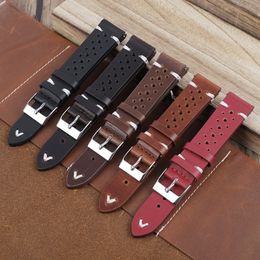 Watch Bands Retro Genuine Leather Watchband 18mm 20mm 22mm 24mm Calfskin Watch Straps Porous Breathable Handmade Stitching for Men 230518