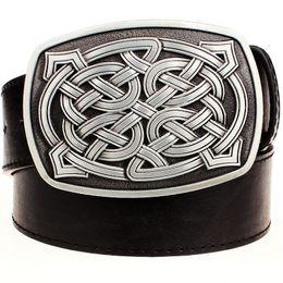 Cinture Cinture in pelle moda Grande fibbia in metallo Nodo celtico Stile tessuto Motivo a strisce Jeans Cinturino per uomo Donna 230518