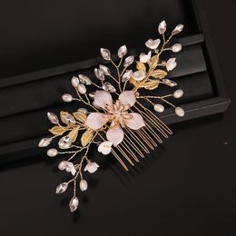 Crystals Beading Bridal Hair Combs Crown Tiara Wedding Hair Accessories Women Handmade Headband Ornaments Female Prom Headdress Hairband Headwear ZJ12