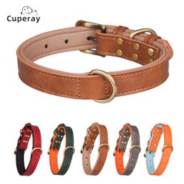 Dog Collars Leashes Leather Dog Collar Padded Pet Collars Adjustable Dog Collar Strong Durable for Small Medium Dogs Pet Shop Bulldog Bull Terrier 230518