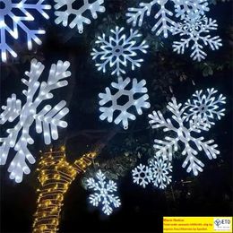 Christmas Decorations 30CM Large Snowflake String Light Outdoor Led Hanging Lamp Backyard Patio Tree Wedding Decor Fairy Garland