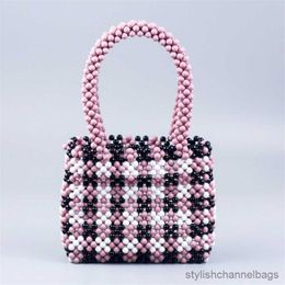 Stuff Sacks New Fashion Colour Block Handbag for Women Designer High Quality Hand-woven Ladies Party Bag Top-handle Beach Bag