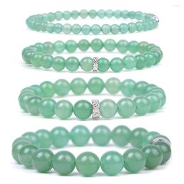 Strand Round Natural Crystal Quartz Beaded Bracelet For Women Men Reiki Green Aventurine Bangle Yoga Healing Bracelets Energy Jewelry