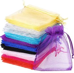 Jewelry Stand 50pcslot 7x9cm 9x12cm Drawstring Organza Bags Packaging Candy Wedding Birthday Gifts Pouches Sweets 230517
