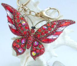 Keychains Charming Butterfly Keychain Pendant Red Rhinestone Crystal K04538C14