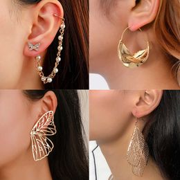 Stud Delicate Leaf Butterfly Studs Earrings for Women Flower Ear Studs Sparkling Zircon Ear Cuff Fashion DIY Jewellery Girlfriends Gift Z0517