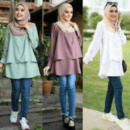 Ethnic Clothing Fashion Muslim Women Long Sleeve Casual Blouse Tunic Female Kaftan Shirt Tops Islamic Arabic Turkish Loose Middle East