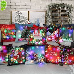 New 45cm LED Christmas Pillowcase Santa Claus Luminous Cushion Home Sofa Table Car Decor Christmas Decoration New Year'S Eve Decor